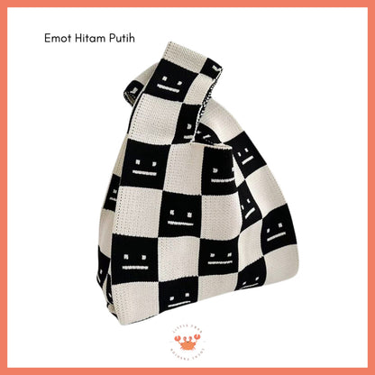 [littlecrab] Tas Rajut Bangkok All Motif Knit Knot Bag Mini Totebag Buffalow Unik Kanvas Premium