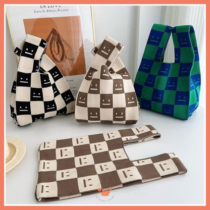[littlecrab] Tas Rajut Earth Tone Coklat Hitam Putih Bangkok Knit Bag Knot Mini Totebag Buffalow