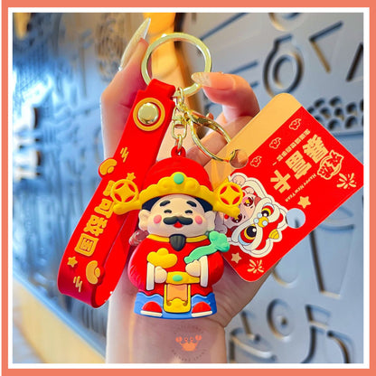 [littlecrab] Gantungan Kunci Cai Shen Ye Dewa Keberuntungan Keychain Lucu Unik Mobil Motor Kunci Rumah