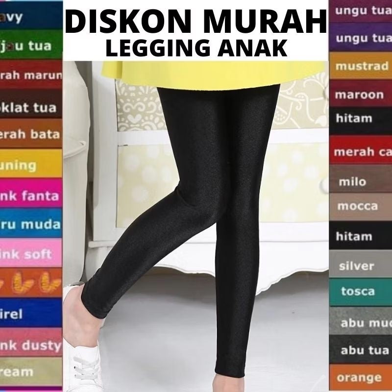 Pekanbaru Legging Anak Polos Spandek Usia 1-12 Tahun Murah  | Lejing Anak Premium