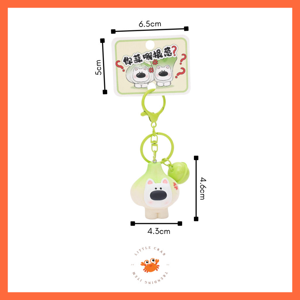 [littlecrab] Gantungan Kunci Motif Bawang Garlic Daun Bawang Keychain Unik Gemoy Hijau Putih Cartoon