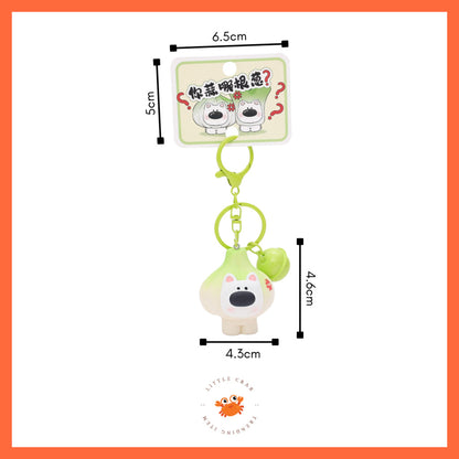 [littlecrab] Gantungan Kunci Motif Bawang Garlic Daun Bawang Keychain Unik Gemoy Hijau Putih Cartoon