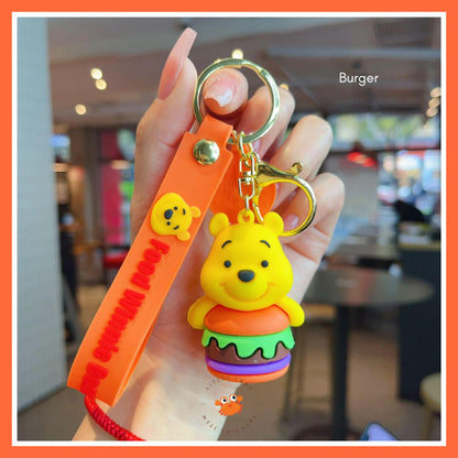 [littlecrab] Gantungan Kunci Winnie The Pooh Bentuk Makanan Burger Donat French Fries Keychain Food