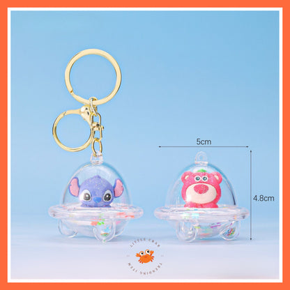 [littlecrab] Gantungan Kunci Uvo Transparan Glitter Lotso Alien Stitch Butter Bear Keychain Gemoy