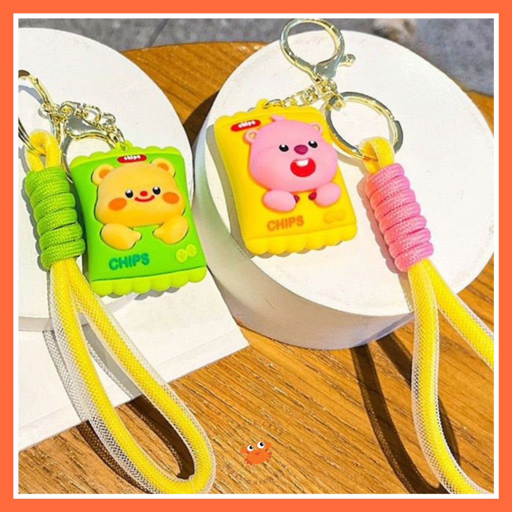 [littlecrab] Gantungan Kunci Snack Butter Bear Loopy Lays Hijau Kuning Keychain Gemoy Aesthetic