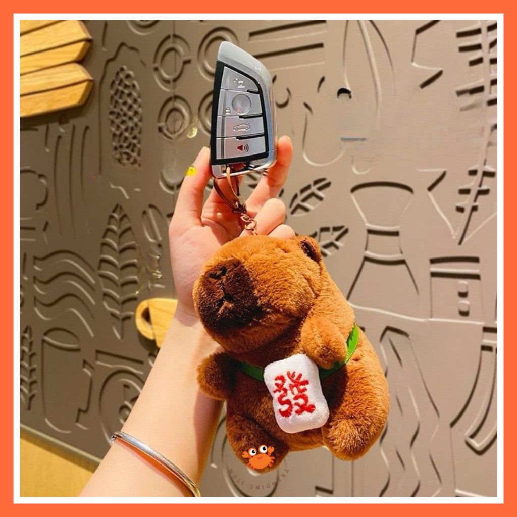 [littlecrab] Gantungan Kunci Boneka Capybara Mini Unik Keychain Plush Doll Beruang Gemoy