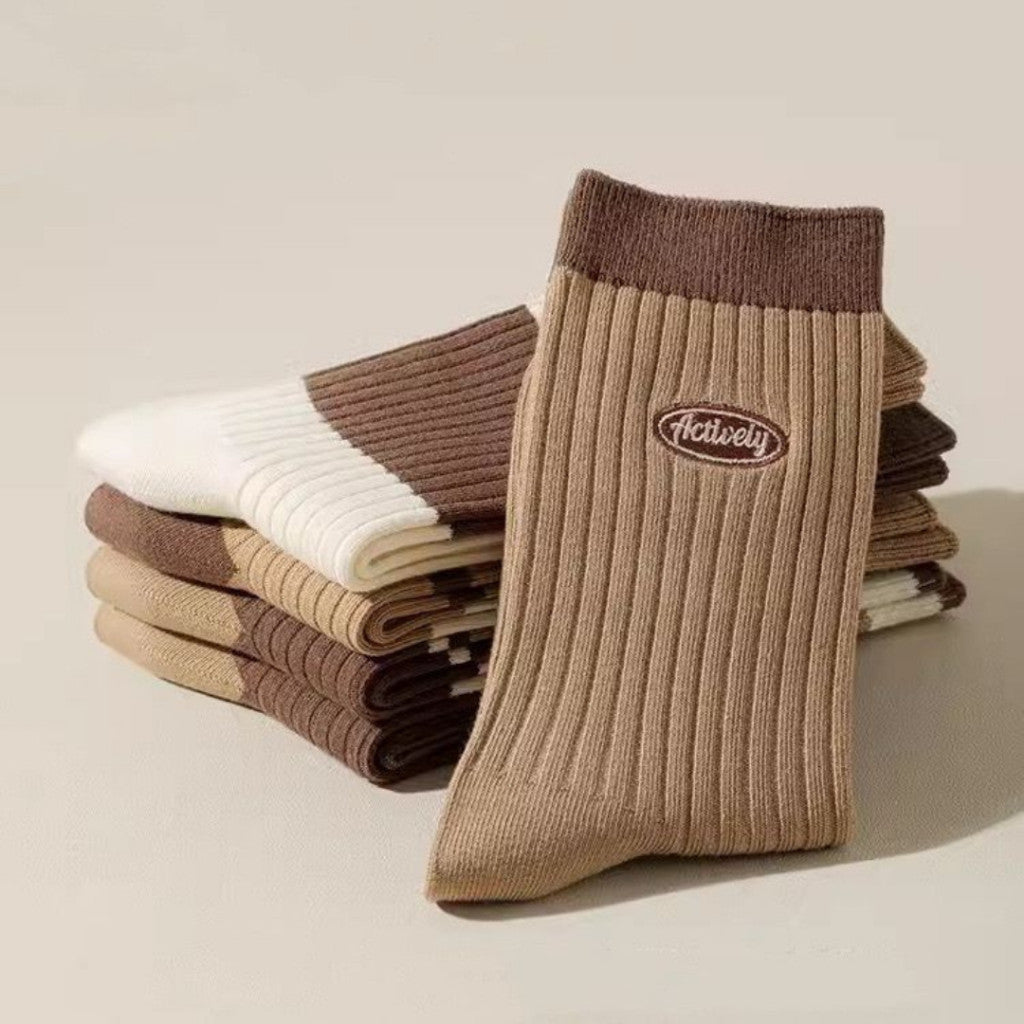 [littlecrab] Kaos Kaki Panjang Chocolate Latte Brown Long Socks Earth Tone Aesthetic Berkualitas