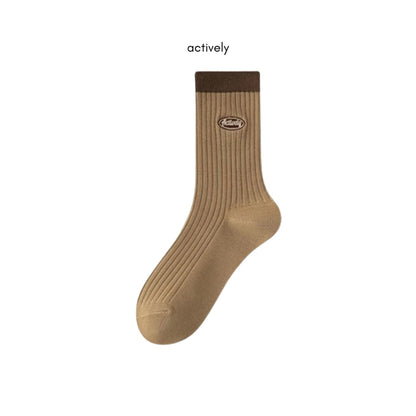 [littlecrab] Kaos Kaki Panjang Chocolate Latte Brown Long Socks Earth Tone Aesthetic Berkualitas
