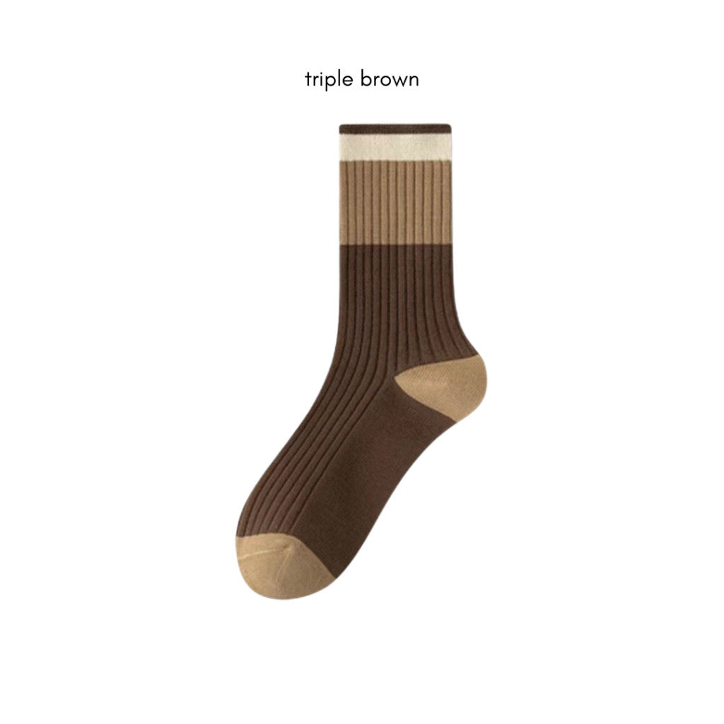 [littlecrab] Kaos Kaki Panjang Chocolate Latte Brown Long Socks Earth Tone Aesthetic Berkualitas