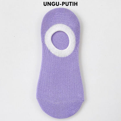 [littlecrab] Kaos Kaki Pendek Polos Warna Warni Lucu Unik Motif Plain Two Tone Berkualitas Korean