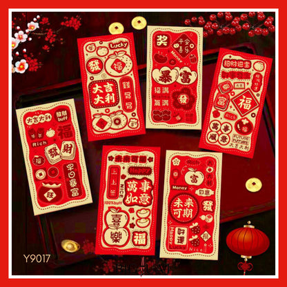 [littlecrab] 6pcs Angpao Imlek Tahun 2026 Kuda Chinese Letter Xin Nian Kuai Le Amplop Kertas Angpau Tebal Fu