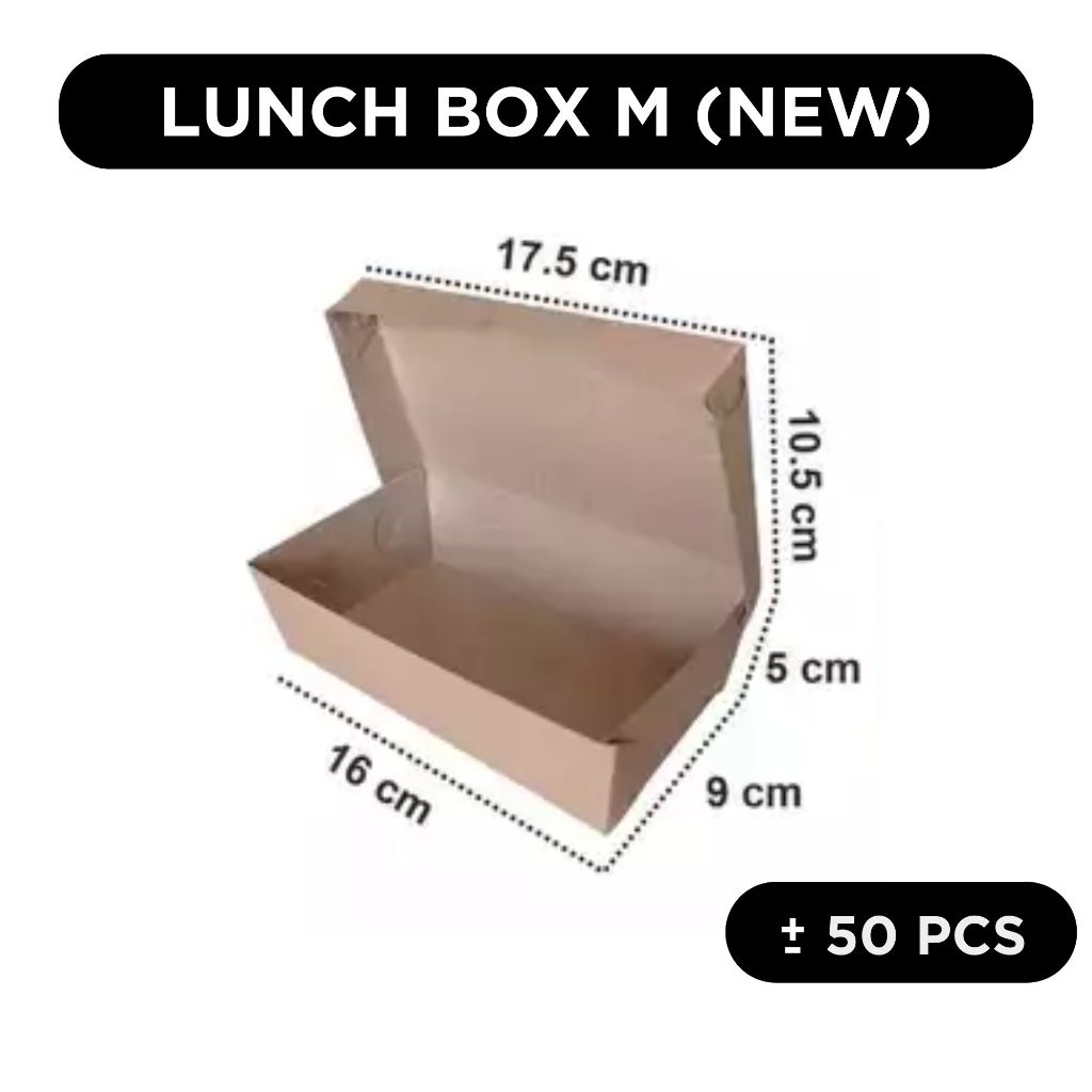 Paper Lunch Box L M M-HEMAT S XS Kemasan Dimsum Ayam Geprek Mie Gorengan Brownies Laminasi Food Tray