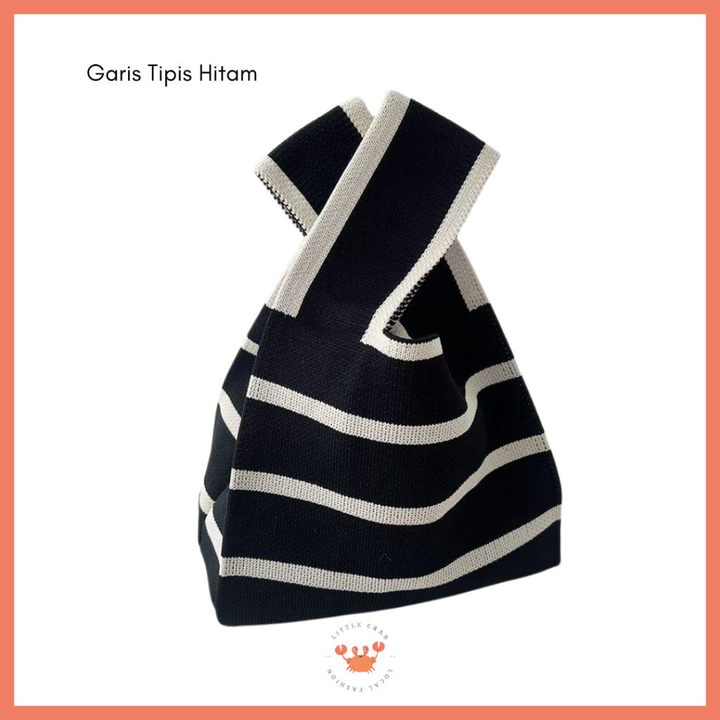 [littlecrab] Tas Rajut Bangkok All Motif Knit Knot Bag Mini Totebag Buffalow Unik Kanvas Premium