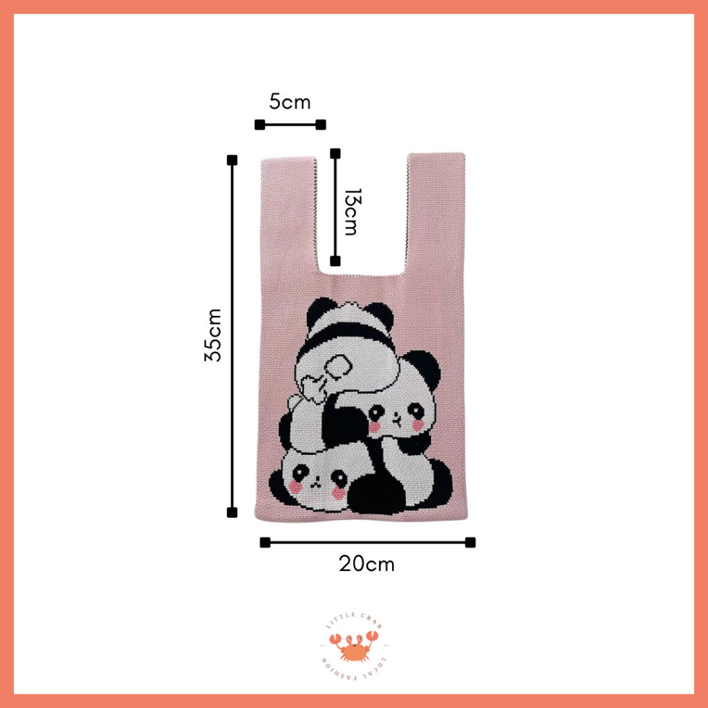[littlecrab] Tas Rajut Bangkok All Motif Knit Knot Bag Mini Totebag Buffalow Unik Kanvas Premium