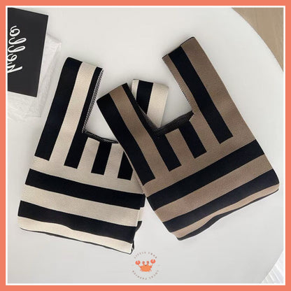 [littlecrab] Tas Rajut Earth Tone Coklat Hitam Putih Bangkok Knit Bag Knot Mini Totebag Buffalow