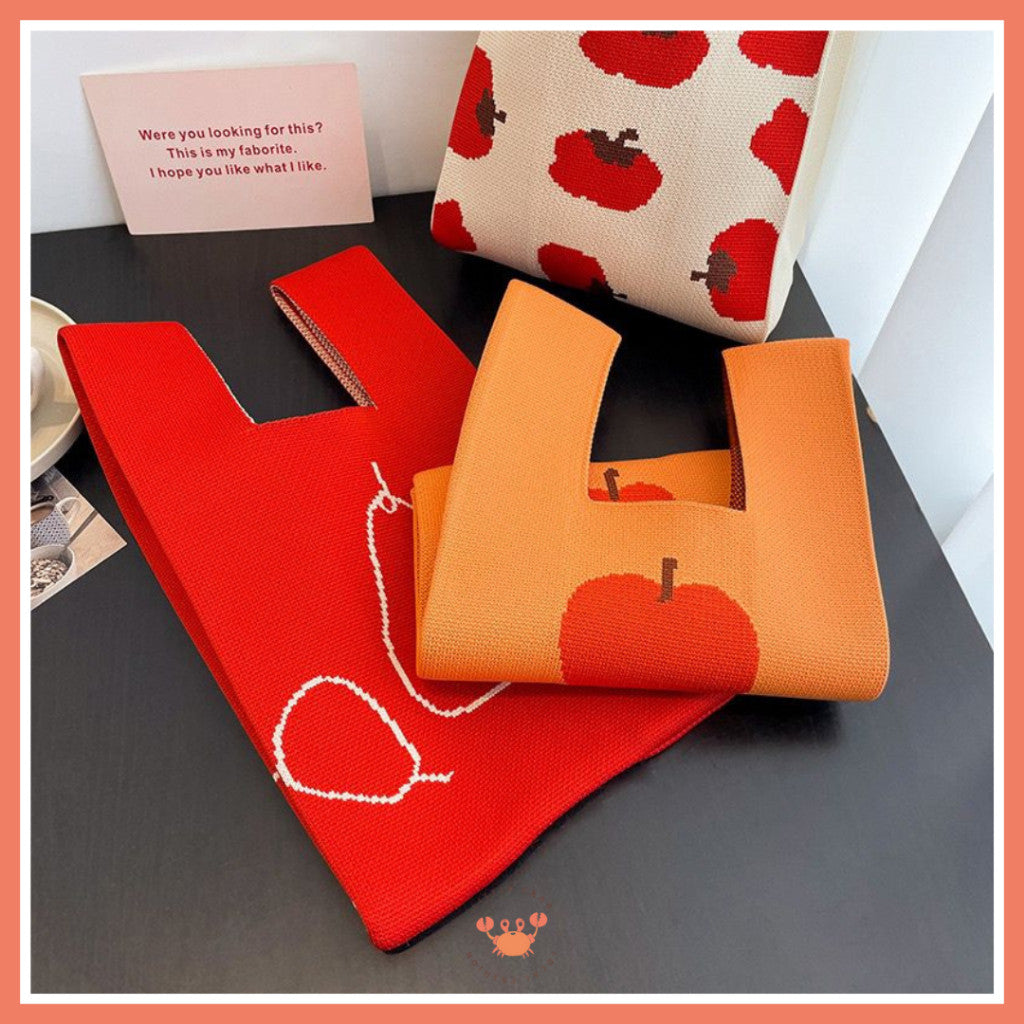 [littlecrab] Tas Rajut Motif Buah Apel Pear Fruit Knit Knot Bag Buffalow Mini Bag Bangkok Premium