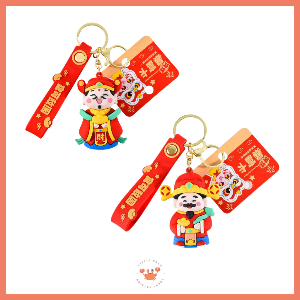 [littlecrab] Gantungan Kunci Cai Shen Ye Dewa Keberuntungan Keychain Lucu Unik Mobil Motor Kunci Rumah