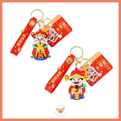 [littlecrab] Gantungan Kunci Cai Shen Ye Dewa Keberuntungan Keychain Lucu Unik Mobil Motor Kunci Rumah