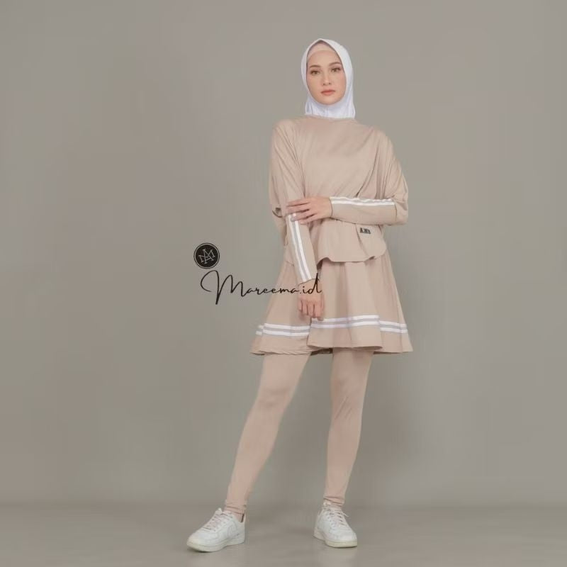 Pekanbaru Setelan Baju Olahraga Wanita Muslim Terbaru Leging Rok Skirt Perempuan  Sport