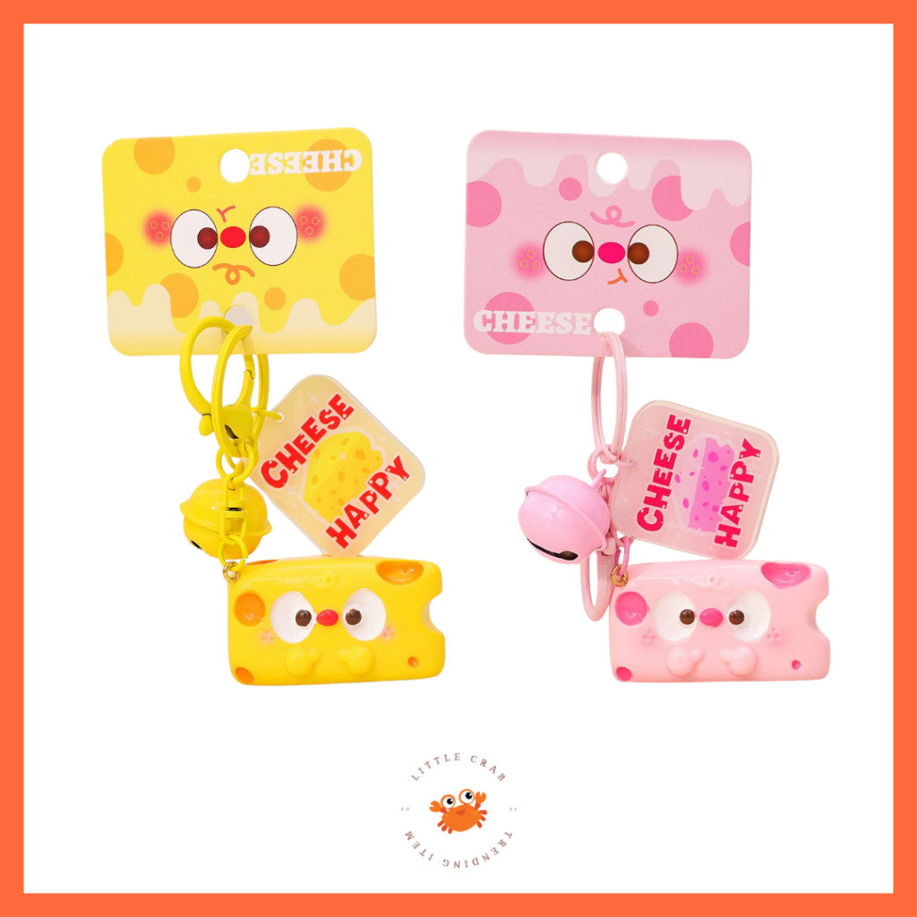 [littlecrab] Gantungan Kunci Motif Keju Cheese Keychain Karakter Unik Lucu Lonceng Cartoon Gemoy