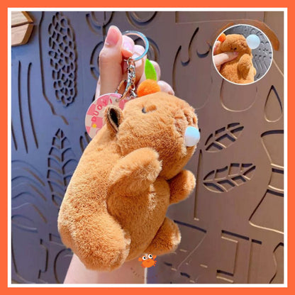 [littlecrab] Gantungan Kunci Boneka Capybara Mini Unik Keychain Plush Doll Beruang Gemoy