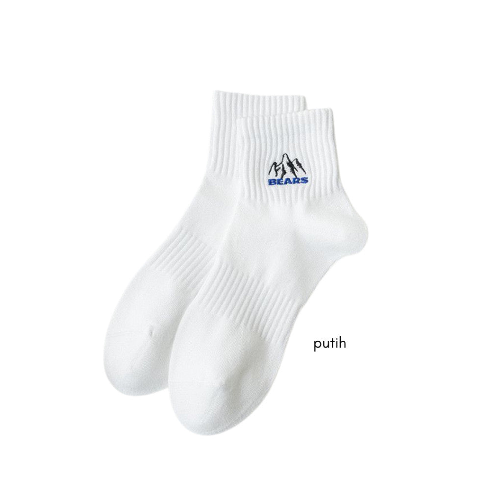 [littlecrab] Kaos Kaki Pendek Motif Gunung Bears High Quality Socks Unisex Simple