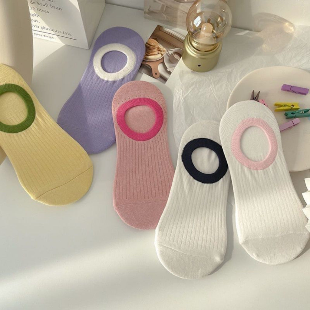 [littlecrab] Kaos Kaki Pendek Polos Warna Warni Lucu Unik Motif Plain Two Tone Berkualitas Korean