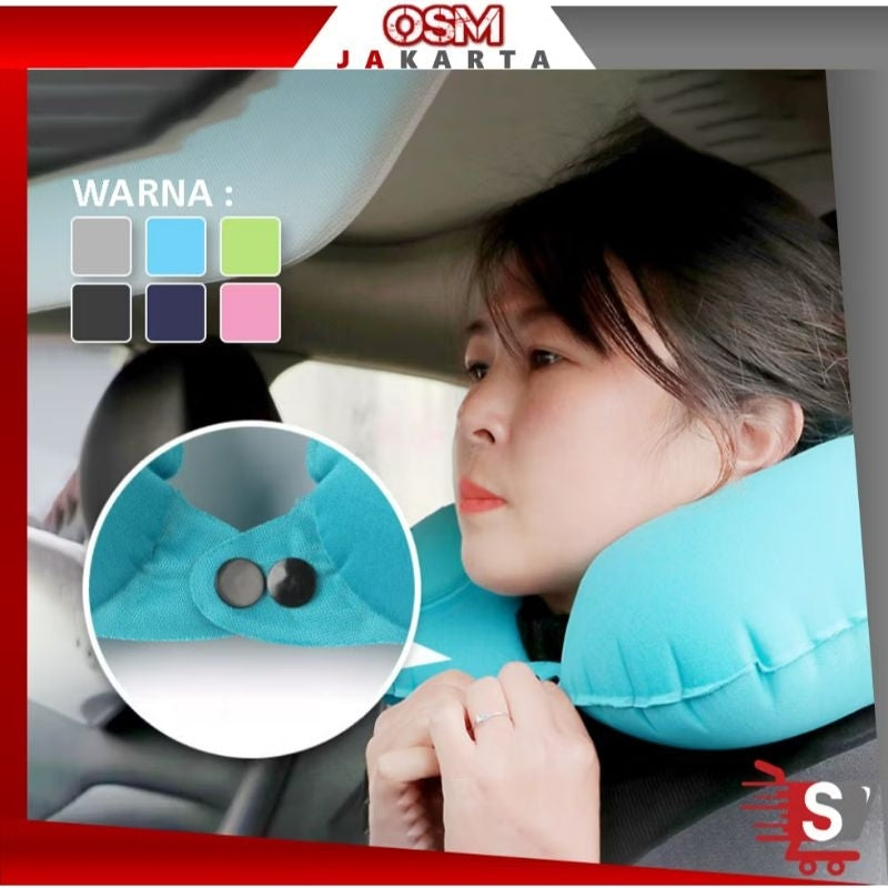 [SDW] pekanbaru/Bantal Leher Kepala Angin Pompa Otomatis Traveling Inflatable Neck Cushion Head