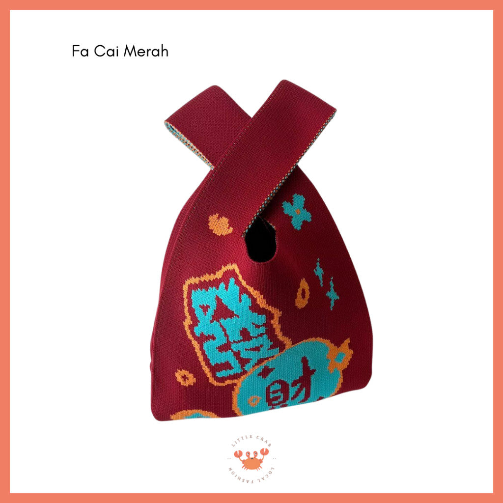 [littlecrab] Tas Rajut Bangkok All Motif Knit Knot Bag Mini Totebag Buffalow Unik Kanvas Premium