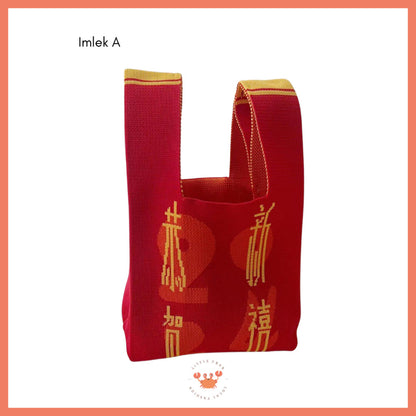[littlecrab] Tas Rajut Bangkok All Motif Knit Knot Bag Mini Totebag Buffalow Unik Kanvas Premium