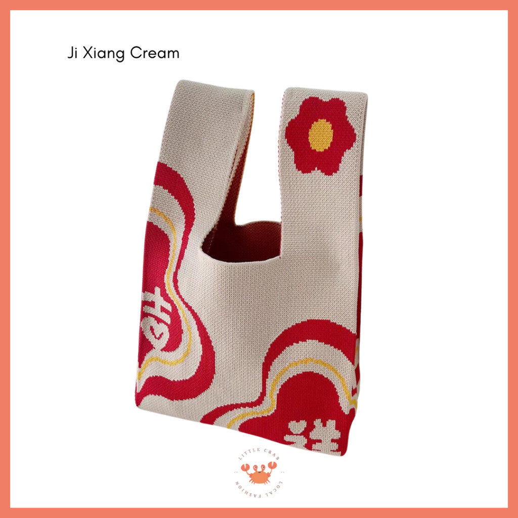 [littlecrab] Tas Rajut Bangkok All Motif Knit Knot Bag Mini Totebag Buffalow Unik Kanvas Premium