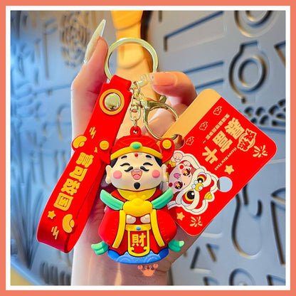 [littlecrab] Gantungan Kunci Cai Shen Ye Dewa Keberuntungan Keychain Lucu Unik Mobil Motor Kunci Rumah