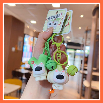 [littlecrab] Gantungan Kunci Motif Bawang Garlic Daun Bawang Keychain Unik Gemoy Hijau Putih Cartoon