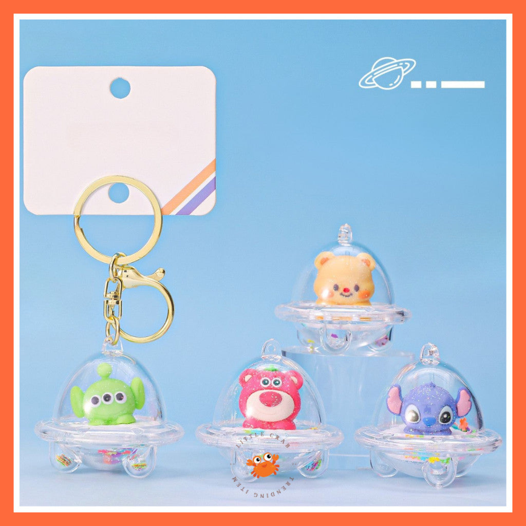 [littlecrab] Gantungan Kunci Uvo Transparan Glitter Lotso Alien Stitch Butter Bear Keychain Gemoy