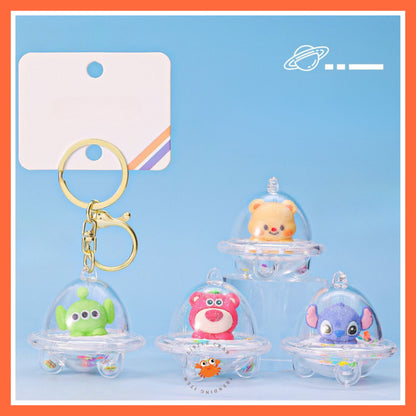 [littlecrab] Gantungan Kunci Uvo Transparan Glitter Lotso Alien Stitch Butter Bear Keychain Gemoy
