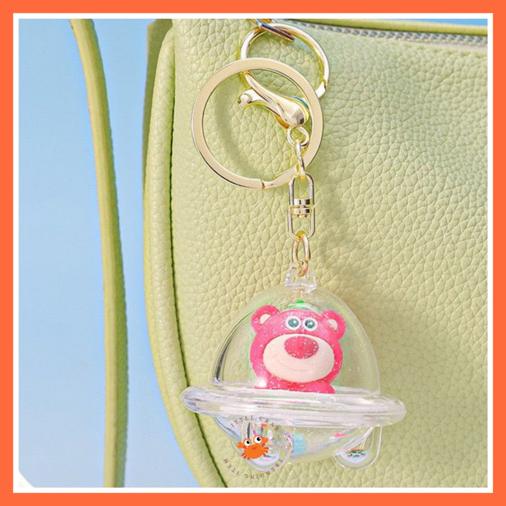 [littlecrab] Gantungan Kunci Uvo Transparan Glitter Lotso Alien Stitch Butter Bear Keychain Gemoy