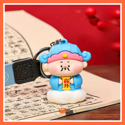 [littlecrab] Gantungan Kunci Motif Dewa Keberuntungan Jodoh Pendidikan Cute God Keychain Gemoy