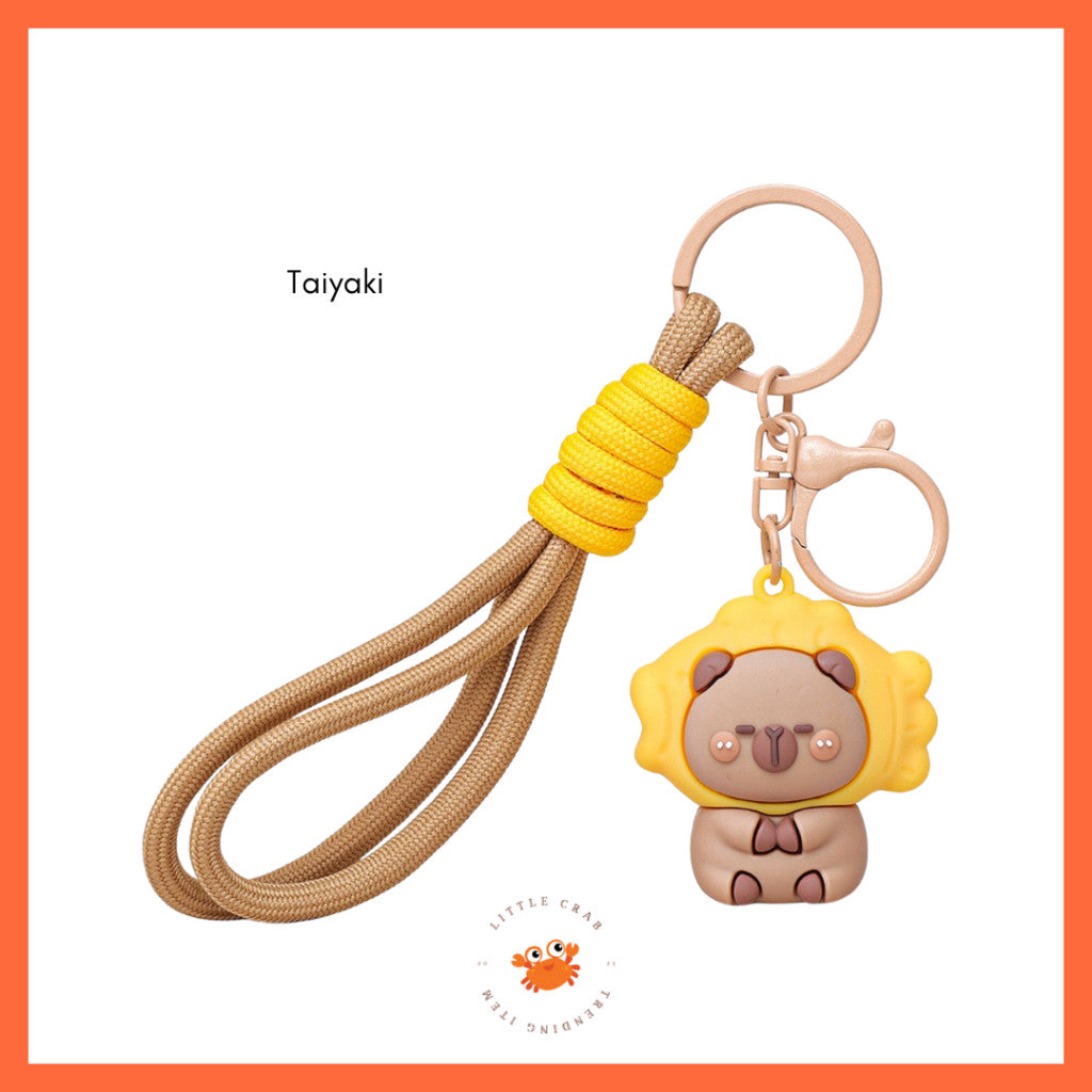 [littlecrab] Gantungan Kunci Capybara Taiyaki Paha Ayam Food Keychain Beruang Coklat Gemoy Cartoon