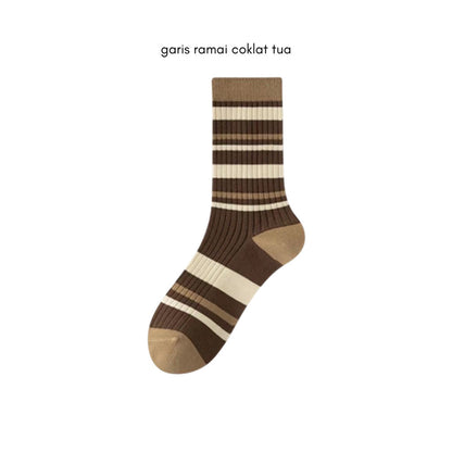 [littlecrab] Kaos Kaki Panjang Chocolate Latte Brown Long Socks Earth Tone Aesthetic Berkualitas