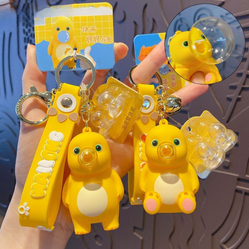 [littlecrab] Gantungan Kunci Nailong Kompeng Dodot Bubble Tiup Balon Keychain Dino Kuning Black Face