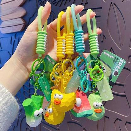 [littlecrab] Gantungan Kunci Motif Buah Sayur Mata Besar Cute Fruit Vegatable Keychain Gemoy Big Eye