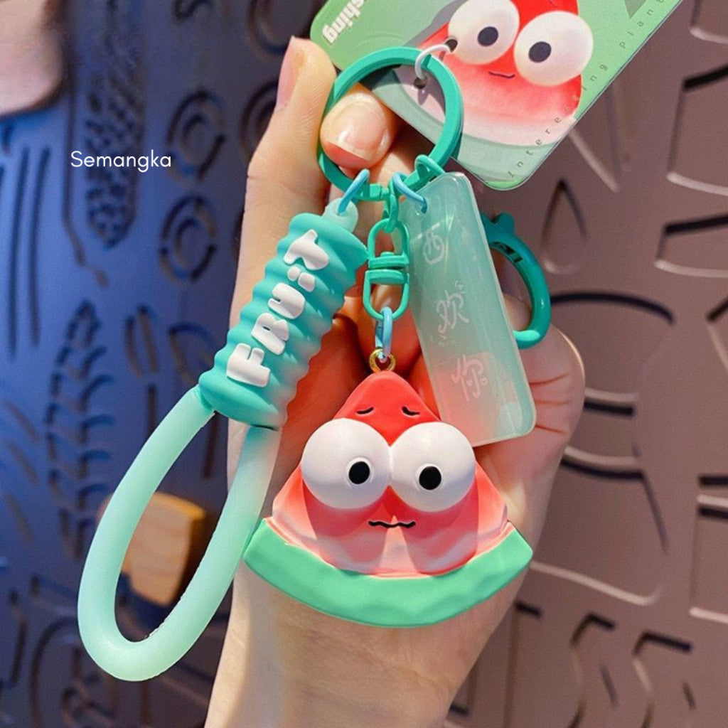 [littlecrab] Gantungan Kunci Motif Buah Sayur Mata Besar Cute Fruit Vegatable Keychain Gemoy Big Eye