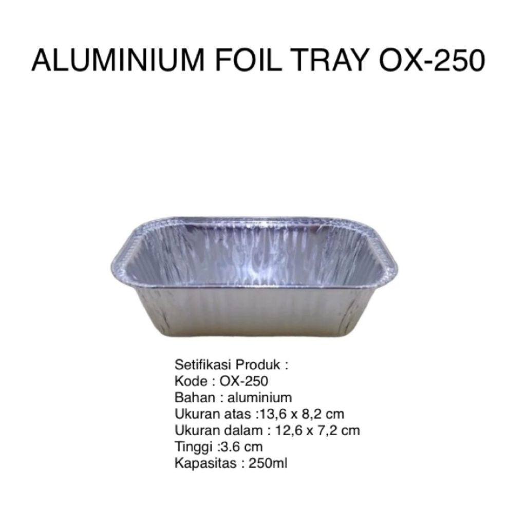 (1 PCS) Alumunium Foil Tray OX-250 + Tutup untuk Mentai Lasagna Spaghetti Macaroni Pastel Klapertart