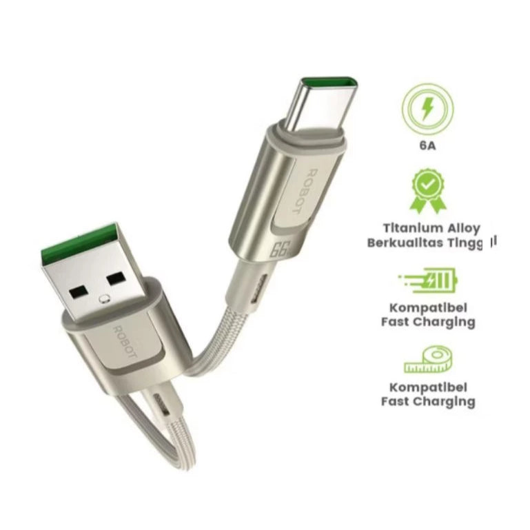Pekanbaru Data Cable Robot Rzc100 Usb Type A To Type C 66W 100Cm