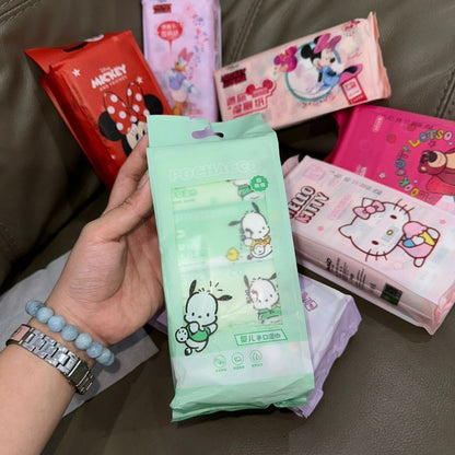 [littlecrab] Tisu Basah Mini Package Isi 8pcs Wet Tissue Motif Hello Kitty Daisy Duck Minnie Mouse Pochacco Lotso Mini Portable