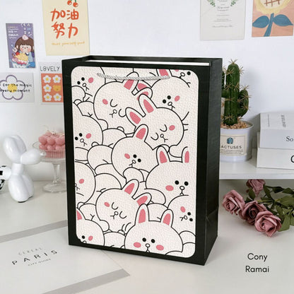 [littlecrab] Paper Bag Beruang Kelinci Coklat Putih Unik Lucu Goodie Bag Kartun Tas Kado Tali Atas