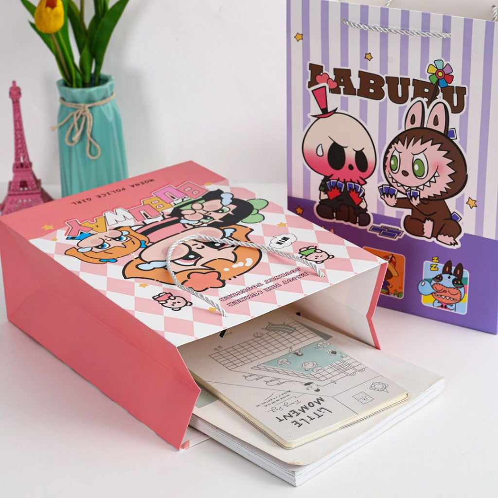 [littlecrab] Paper Bag Labubu Monster Bubuway Moena Police Girl Goodie Bag Tas Kado Unik Aesthetic