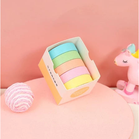 Roll Masking Washi Tape Set 5 Pcs Basic Pattern Isi 5 Selotip Bahan Kertas Washi