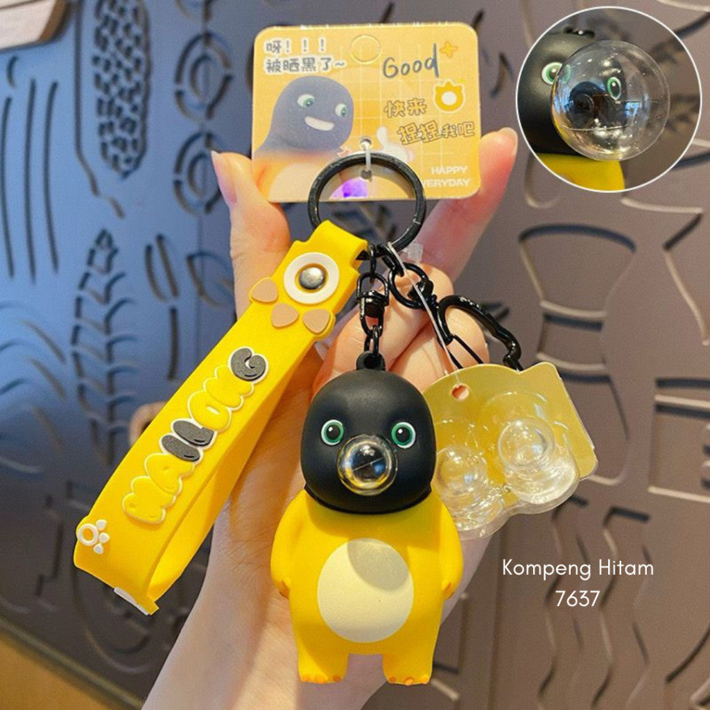 [littlecrab] Gantungan Kunci Nailong Kompeng Dodot Bubble Tiup Balon Keychain Dino Kuning Black Face