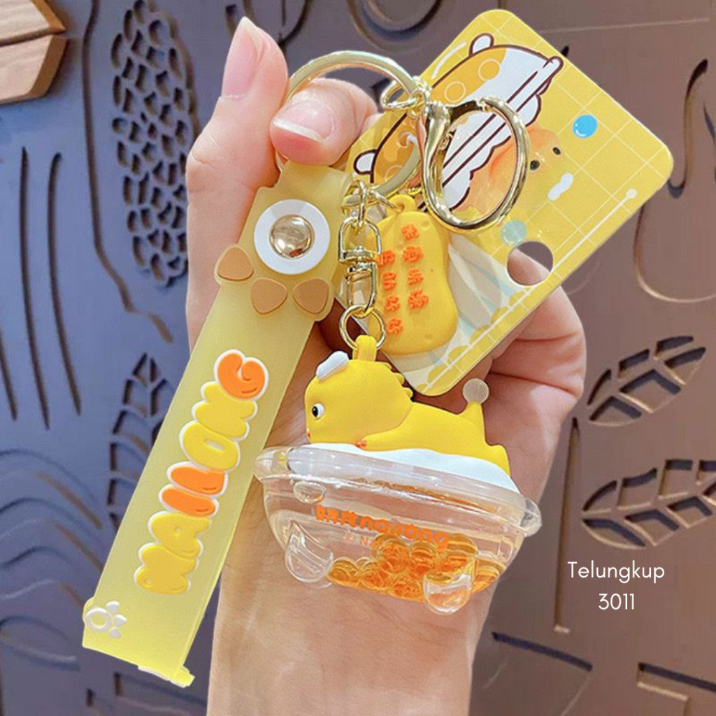 [littlecrab] Gantungan Kunci Nailong Bathtub Dino Kuning Biru Mandi Keychain Gemoy Aesthetic